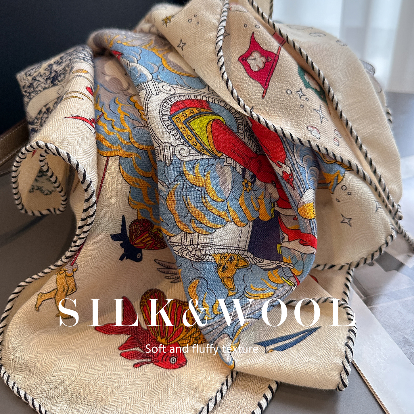 云间万象！真丝羊毛围巾三角披肩