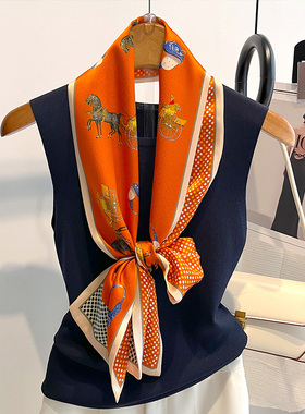 桑蚕丝橙色长条丝巾真丝搭衬衫飘带女2025新款高级感细窄围巾护颈