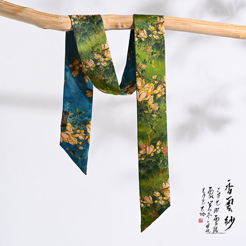 古法香云纱真丝长条丝巾女2025新款时尚绑发飘带腰带桑蚕丝窄围巾