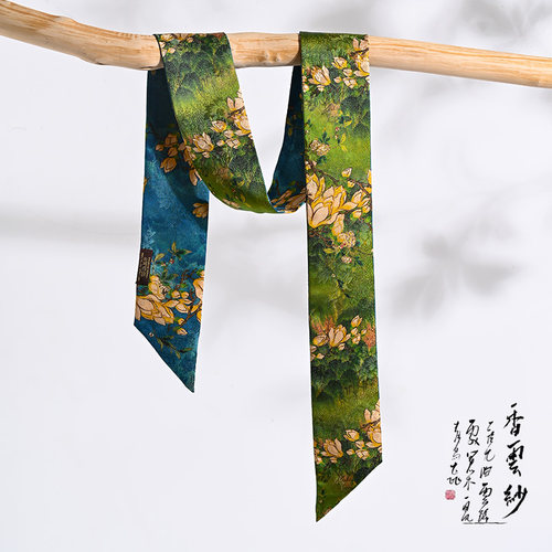 香云纱真丝长条丝巾时尚绑发飘带