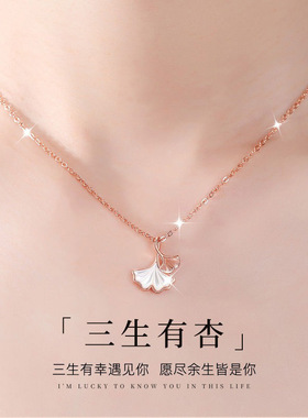 摩天轮S925纯银三生有幸项链女简约大气小众高级感银杏不掉色饰品