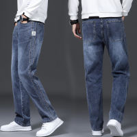 Summer light-colored jeans for men, wide-leg, elastic straight leg, business casual, elastic anti-theft zipper loose long pants thumbnail 6