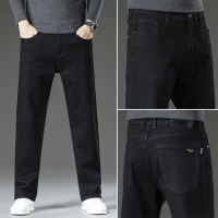 Summer light-colored jeans for men, wide-leg, elastic straight leg, business casual, elastic anti-theft zipper loose long pants thumbnail 8