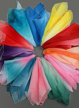 舞蹈手帕雪纺丝巾跳舞手绢红色胶州秧歌手绢表演紫色渐变舞蹈手绢