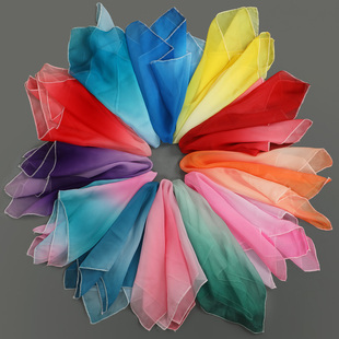 舞蹈手帕雪纺丝巾跳舞手绢红色胶州秧歌手绢表演紫色渐变舞蹈手绢