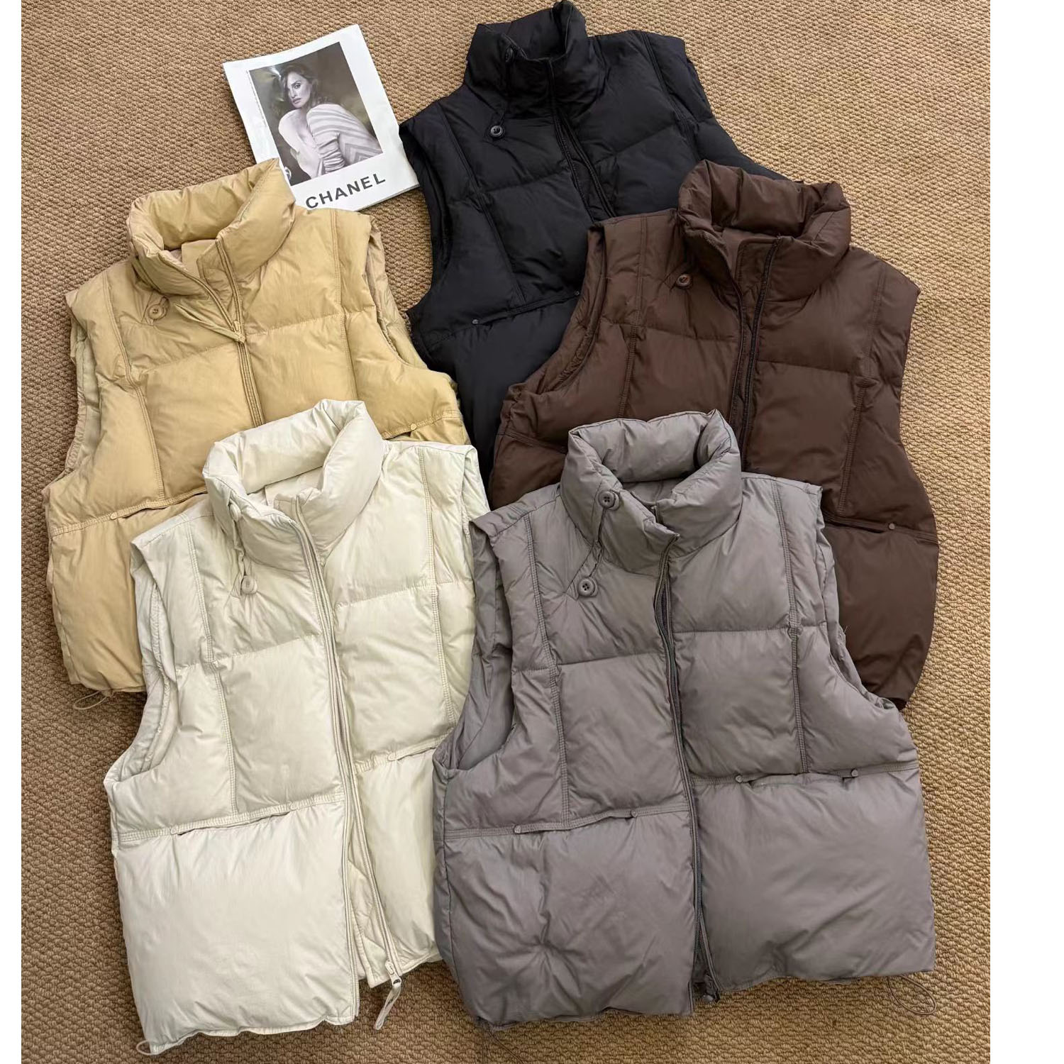 小立领简约白鸭绒羽绒马甲女