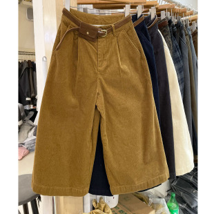 女休闲显瘦百搭气球裤 高腰八分灯芯绒阔腿裤 灯芯绒 潮款 欧洲站秋季