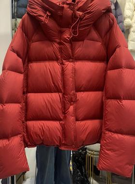 2025云朵泡芙羽绒服女冬季短款连帽宽松面包服加厚白鸭绒保暖外套