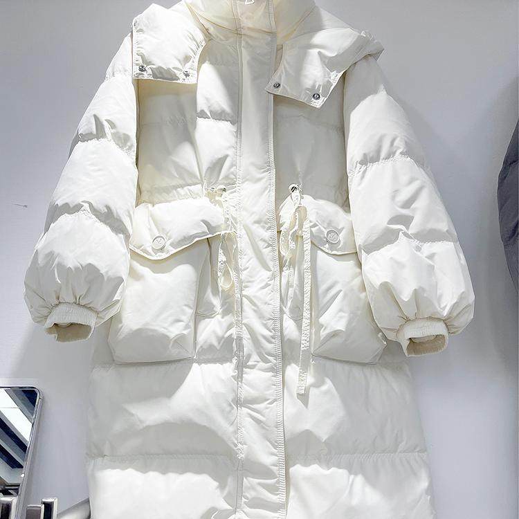 中长款收袖口连帽加厚款羽绒服