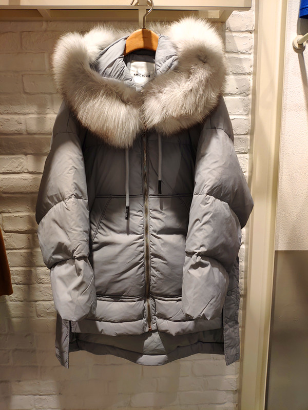 冬季韩版连帽中长款大毛领羽绒服