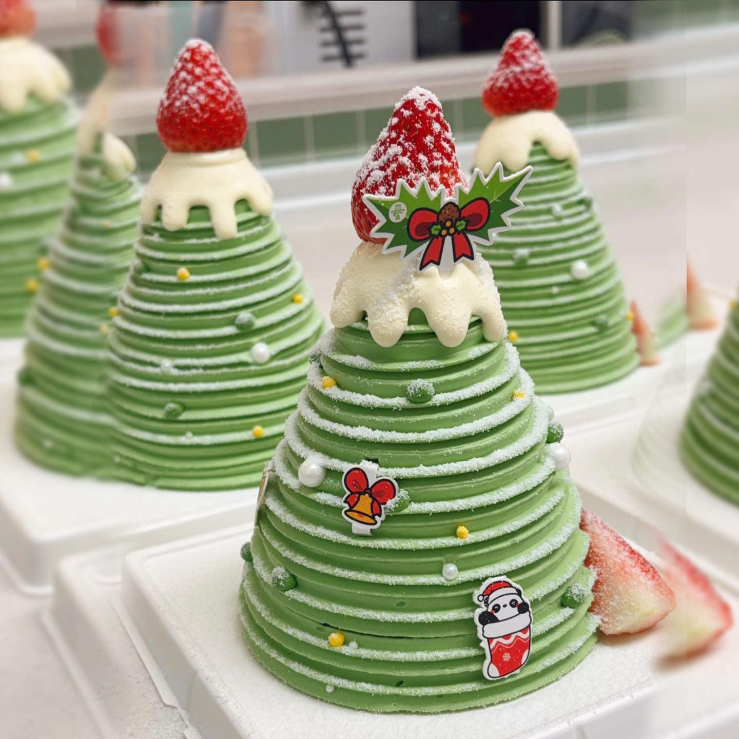 圣诞节许愿塔小蛋糕装饰配件细丝带蝴蝶结圣诞树卡片圣诞雪霜饼干
