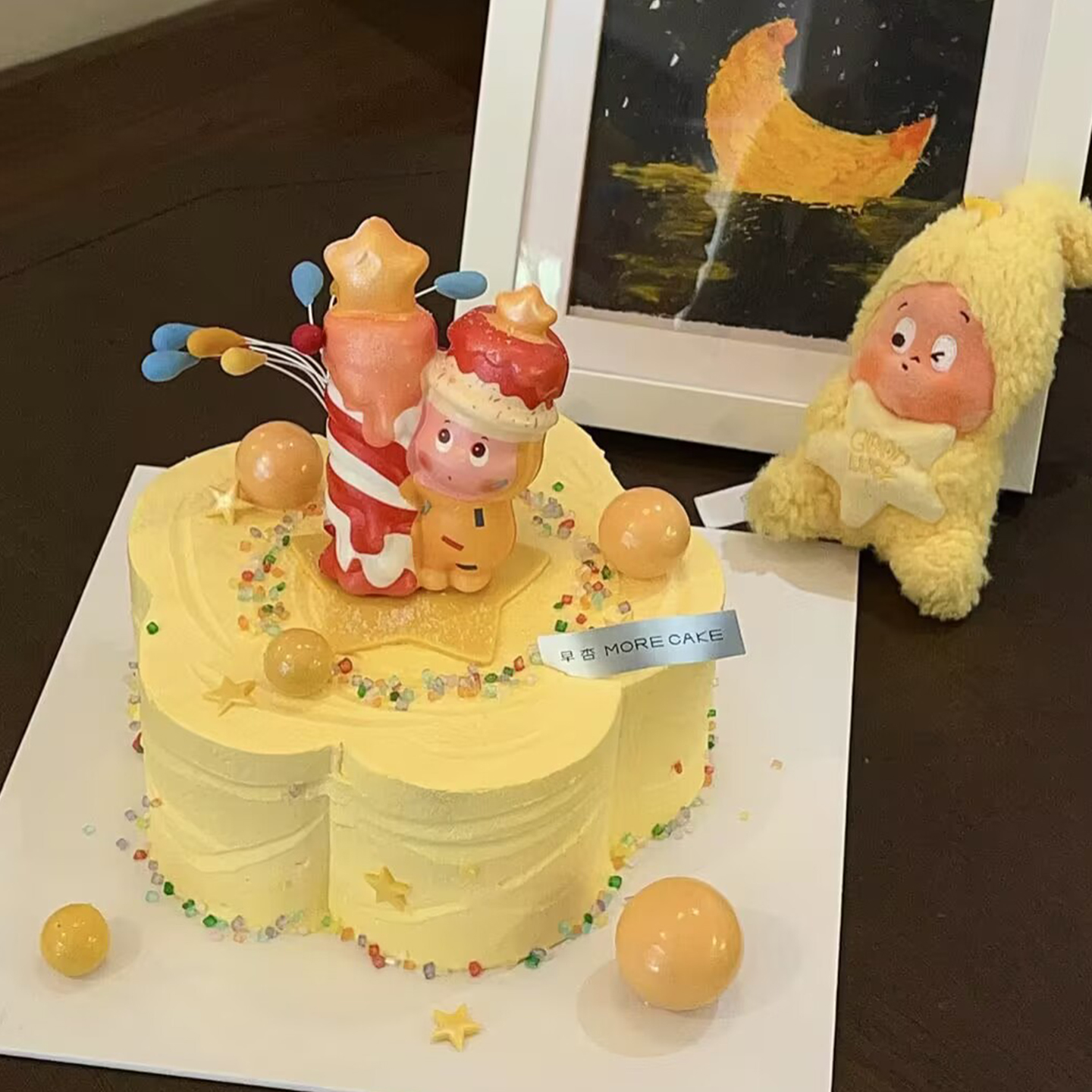 抱星星蜡烛人许愿五角星蛋糕装饰插件星星压花模具网红抱蜡烛人