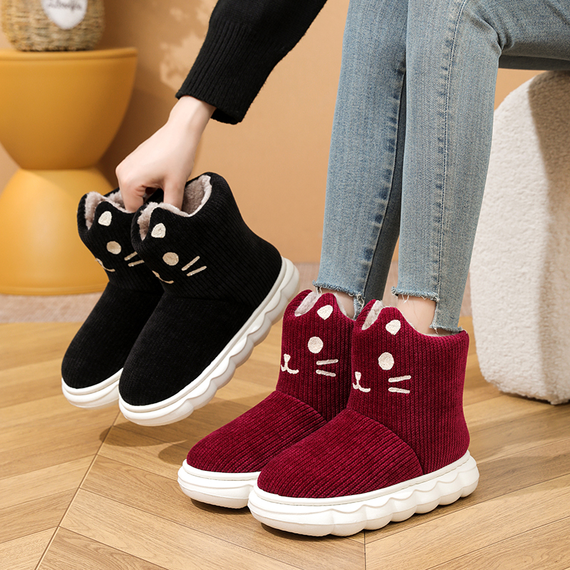 棉拖鞋女款冬季家居家防滑可爱毛毛鞋保暖加厚底学生韩版短靴棉鞋