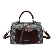 女包水桶包秋冬拼色女包2025新款 包包挂件高级感斜挎包