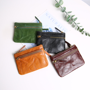 卡包 真皮零钱包女头层牛皮迷你小钱包拉链钥匙包时尚 JUUZ LAN新款