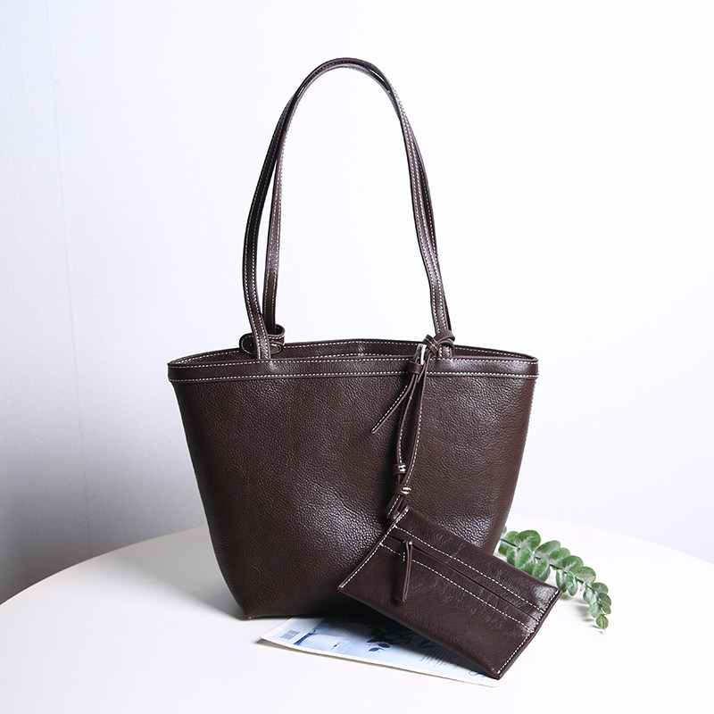 真皮托特包女单肩包头层牛皮简约大容量手提包高级感复古通勤包,箱包皮具/热销女包/男包,通用款女包,淘宝优惠券,粉丝福利购,淘宝优惠卷