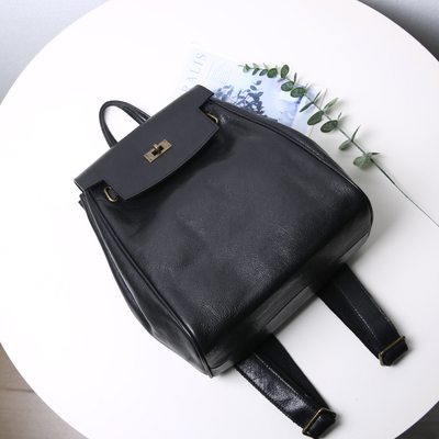 JUUZLAN高级感头层牛皮双肩包