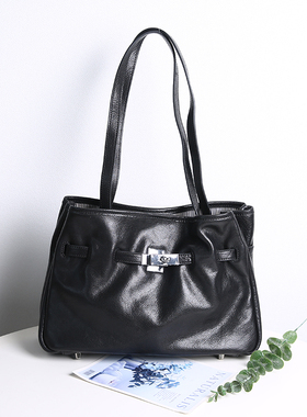 JUUZ LAN头层牛皮女包大包大容量托特包真皮高级感通勤单肩斜挎包