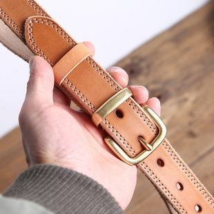 带软腰带细款 JUUZ LAN皮带女真皮针扣头层牛皮手工休闲百搭铜扣裤