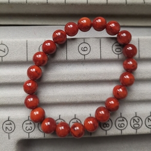 南红玛瑙手串手链单圈凉山老矿原矿牛血红火焰纹温润圆珠本命年饰