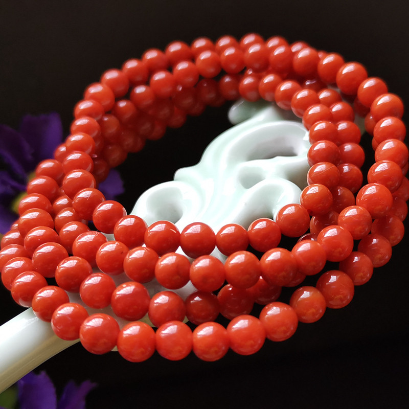 南红玛瑙柿子红手链手串多圈满色满肉凉山四圈手链小手串原矿特细