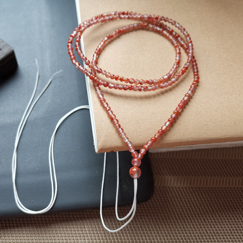 南红冰飘凉山九口超细款吊坠绳