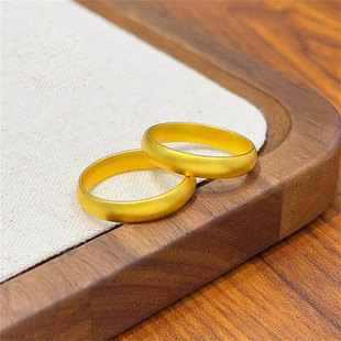 新款沙金古法素圈实心磨砂闭口戒指时尚简约风送女友礼物