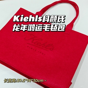 超红 龙年鸿运毛毡包喜庆鲜艳超大容量手拿手拎包 科颜氏