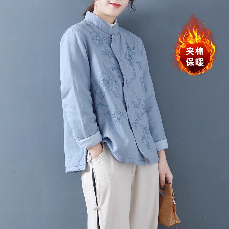 外贸折扣店中国风复古盘扣棉麻棉衣女冬加厚夹棉茶服上衣刺绣棉袄,女装/女士精品,棉衣/棉服,淘宝优惠券,粉丝福利购,淘宝优惠卷