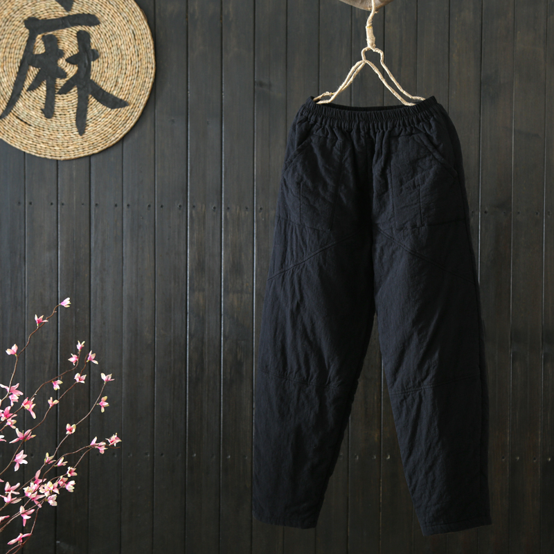 加厚松紧腰棉夹棉加厚长裤萝卜裤