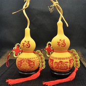 天然真葫芦挂件五帝铜钱雕刻摆件风水招财镇宅汽车家居工艺装 饰品