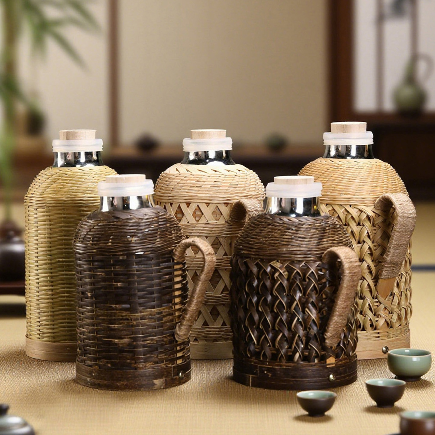 竹编家用热水瓶老式传统真空