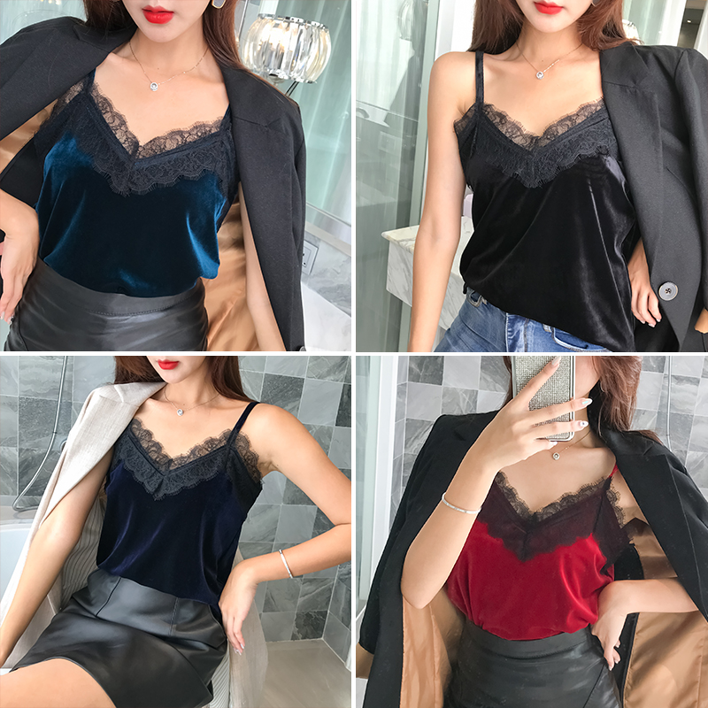 秋冬蕾丝花边西装内搭ins