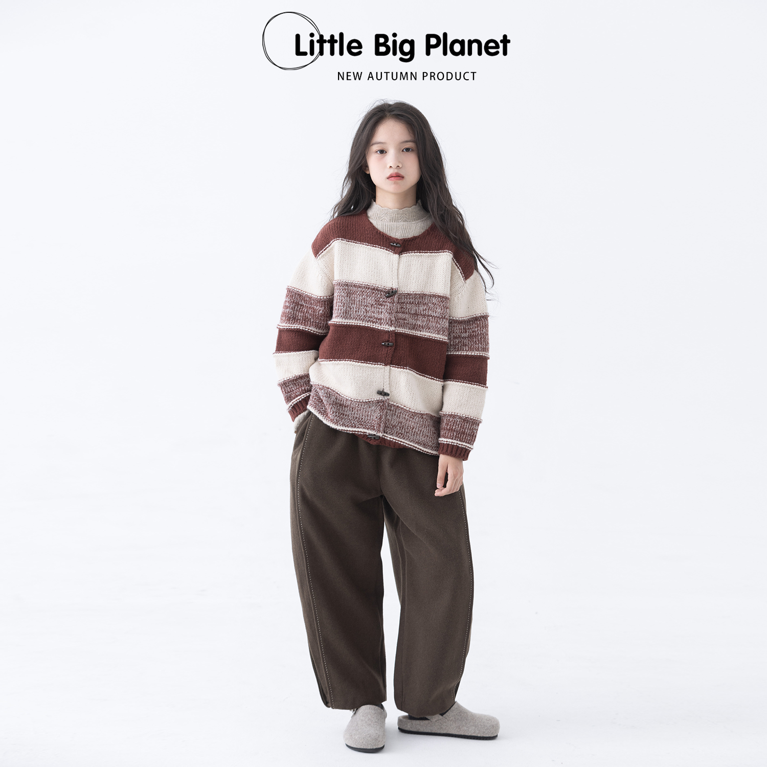 小小大星球针织开衫复古条纹