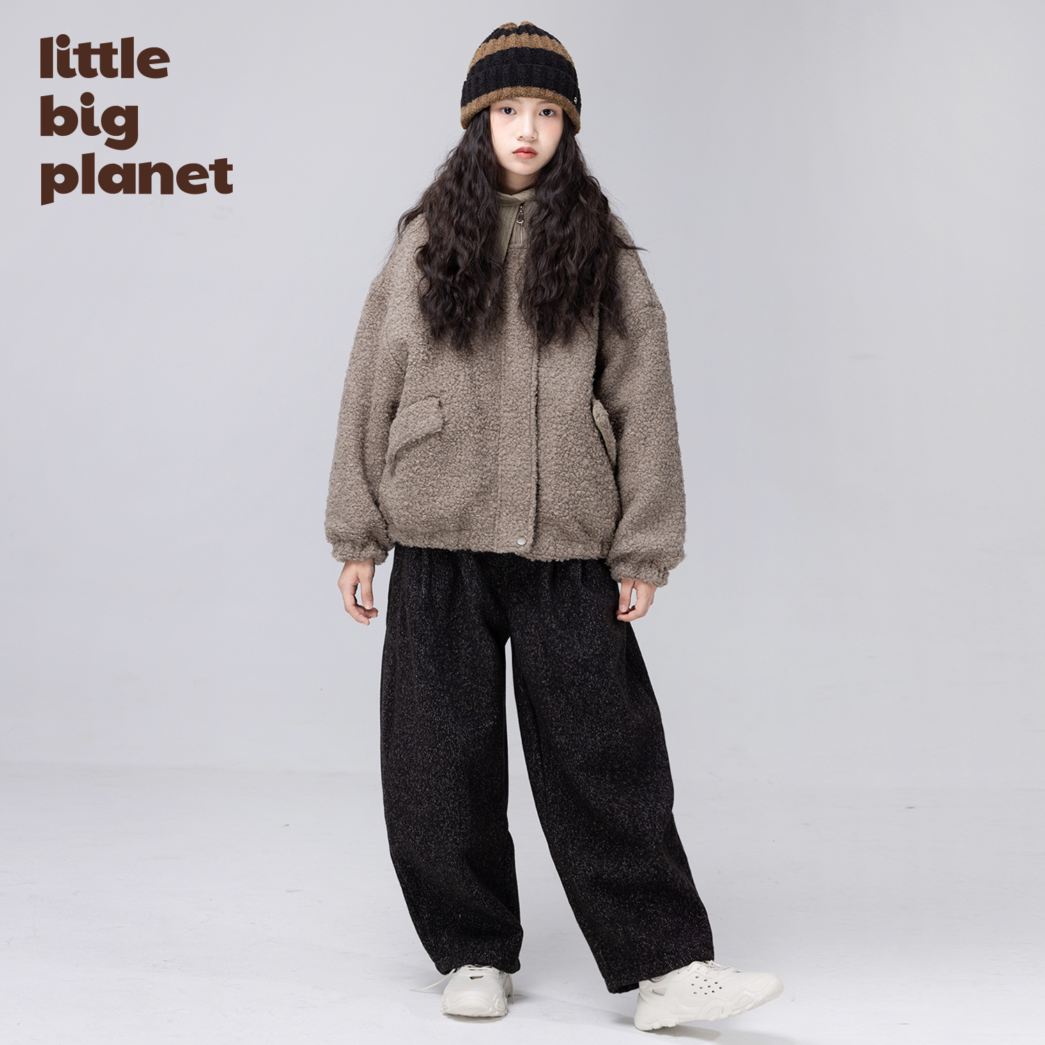 小小大星球复古质感圈圈毛棉服