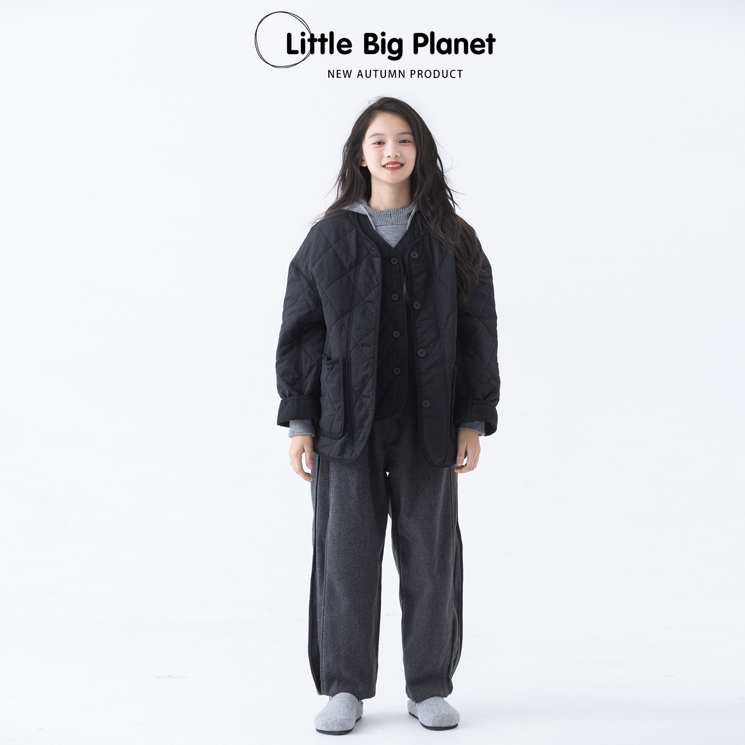 菱形绗缝夹棉厚款外套小小大星球