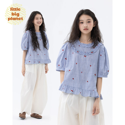 小小大星球红樱桃刺绣娃娃衫