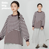小小大星球童装 上衣 春秋男女童内搭长袖 经典 条纹错落拼接卫衣
