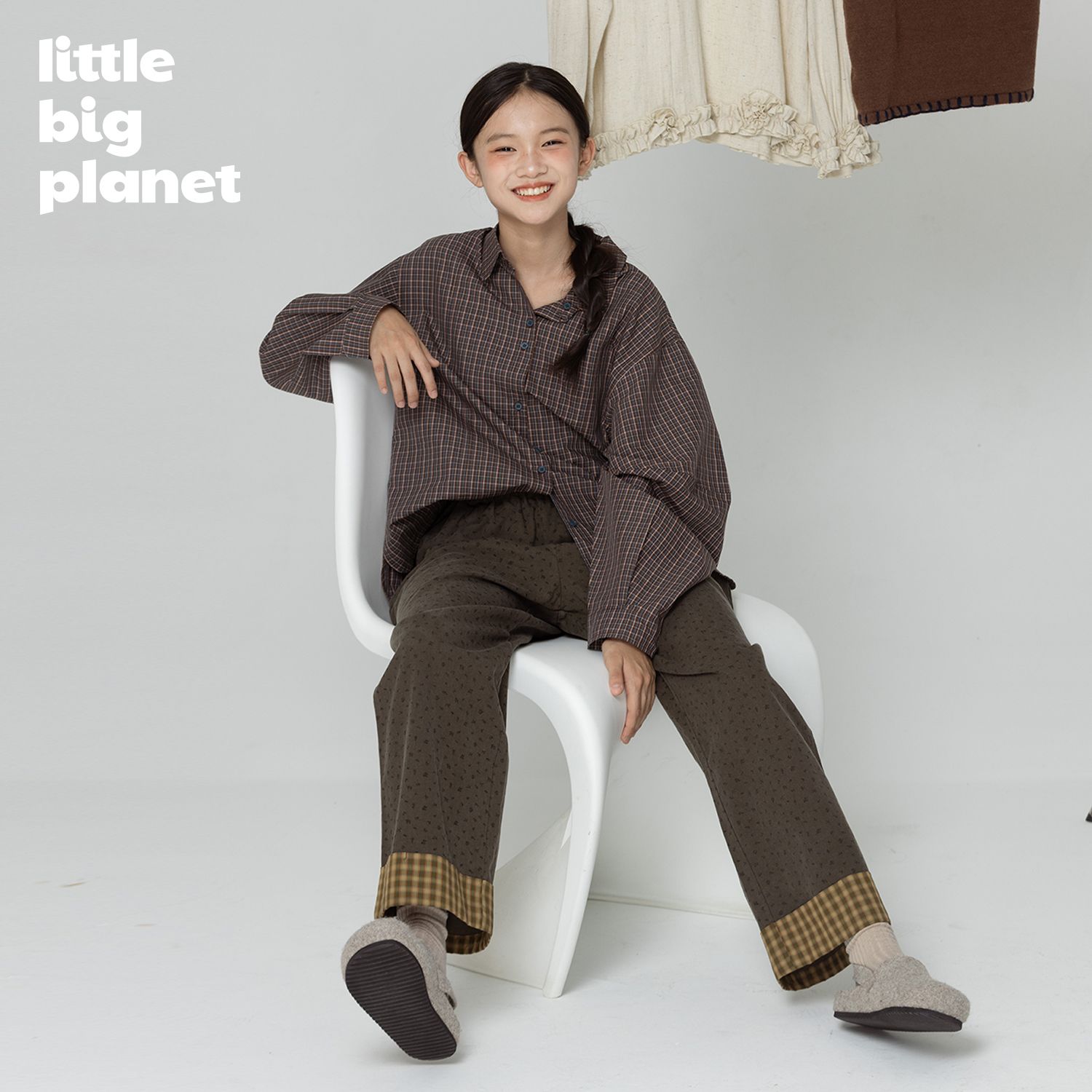 小小大星球复古街头感格纹衬衫