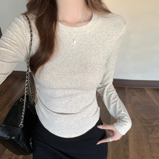 内搭打底衫 2026春秋新款 收腰设计感小众小个子短款 t恤女修身 长袖