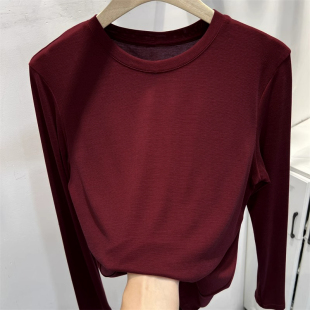 洋气显瘦软糯打底衫 2026春季 t恤女内搭薄款 基础纯色圆领长袖 新款
