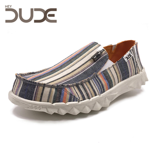 dude都德帆布鞋男一脚蹬2026新款春夏亚麻透气男鞋布鞋大头懒人鞋