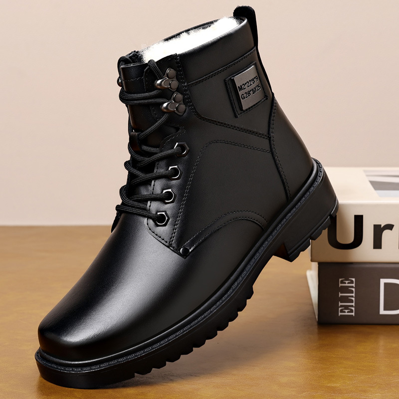 冬季新款男棉靴加绒保暖棉鞋男士户外休闲皮鞋潮流百搭高帮马丁靴