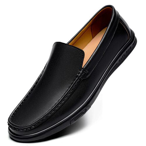 男士大码47一脚蹬46中年爸爸鞋45牛皮软底套脚乐福鞋百搭皮鞋
