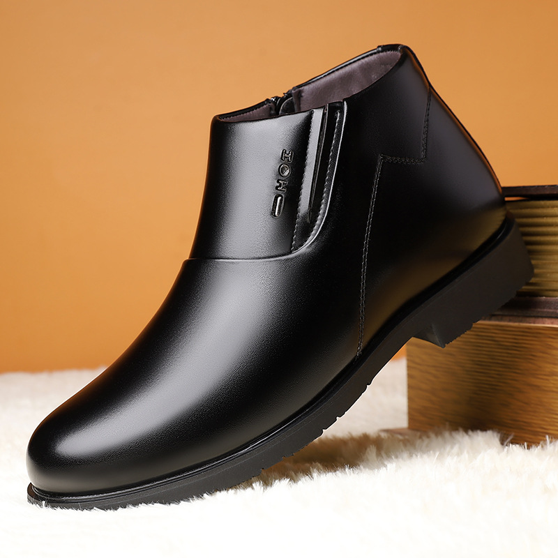 棉皮鞋男冬季加绒加厚羊毛保暖棉鞋防滑正装商务休闲男士高帮男鞋