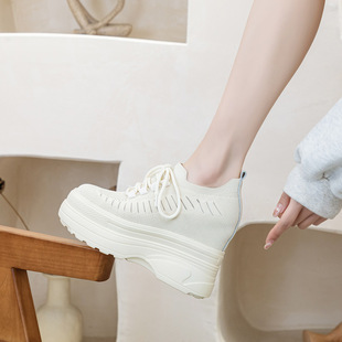 飞织内增高女鞋春夏薄款网面透气轻便舒适椰子休闲运动鞋新款