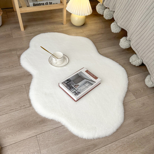 白色兔毛绒云朵地毯少女卧室床边地垫客厅镜前毛垫衣帽间飘窗垫