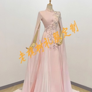 老槐树演出服粉色国风学生艺考礼服超仙古筝礼服水袖 舞台 2025新款