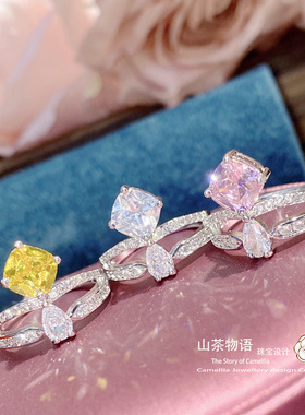 Camellia复古碧玺水滴皇冠宝石戒指 帕帕拉恰 皇冠粉粉水晶指环女