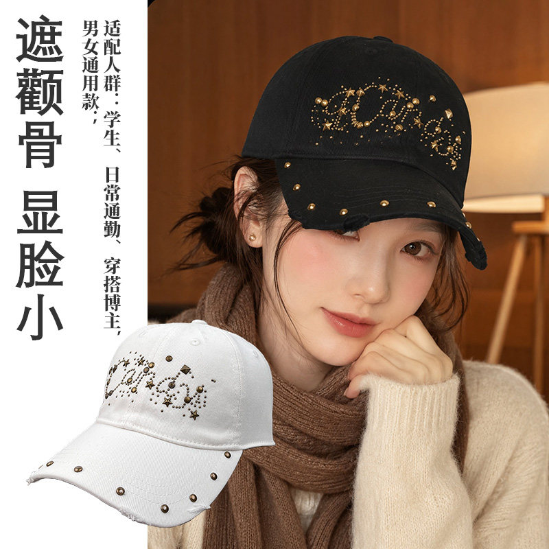 烫钻星星英文铆钉美式棒球帽